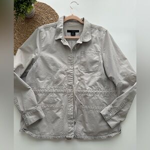 Calvin Klein Jeans Womens Khaki Utility‎ Jacket XL Button Front Cotton